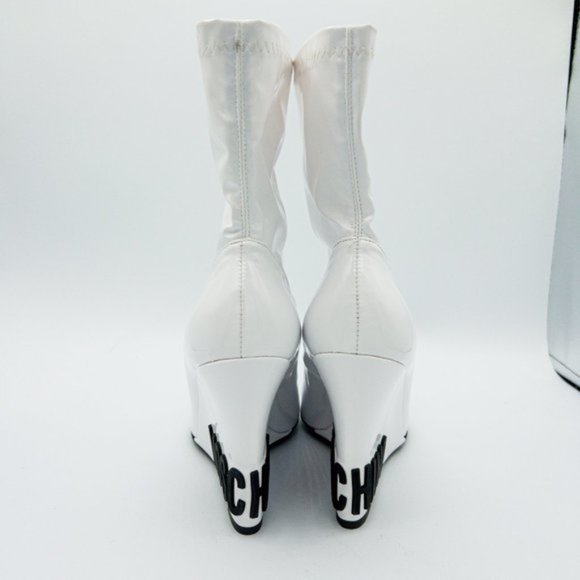 Moschino Women's Patent-Leather Pointed Toe Wedge Ankle Boots - Picture 9 of 14
